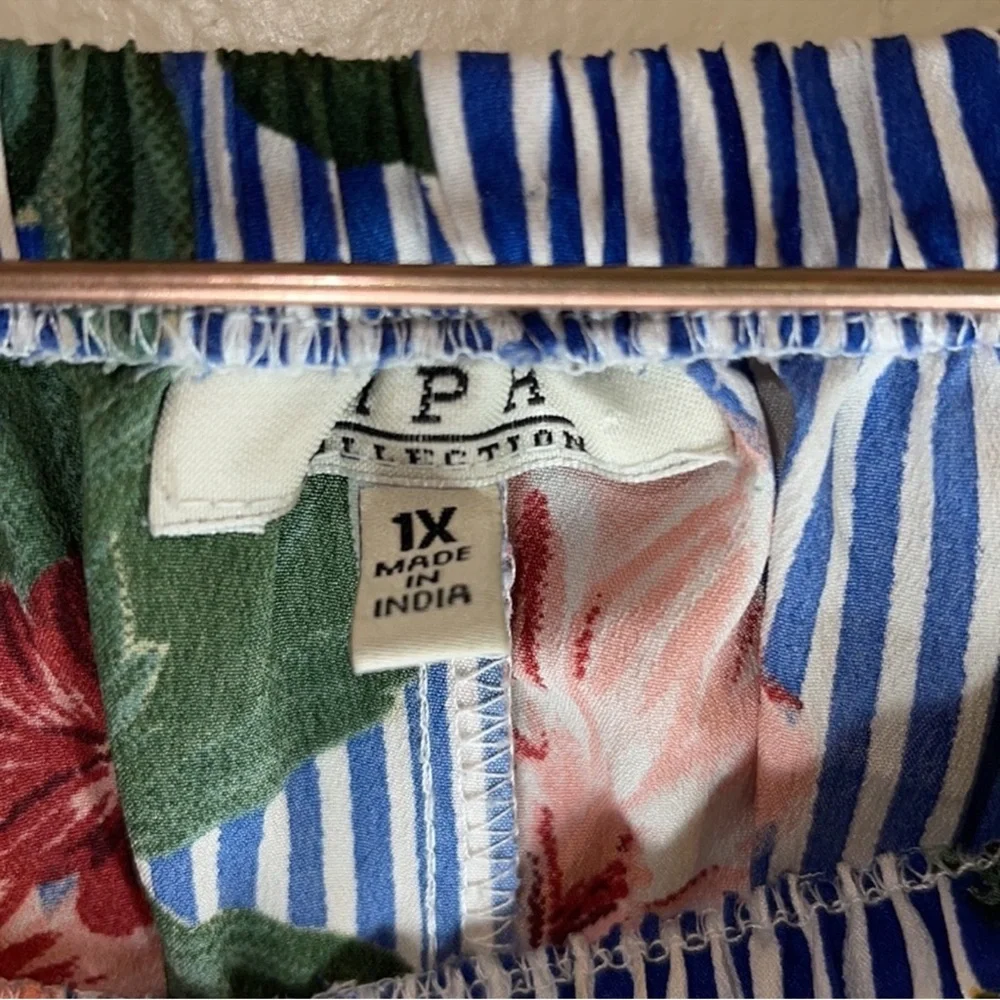 MPH Collection Chic Floral and Striped Women's Off Shoulder Top Size 1X